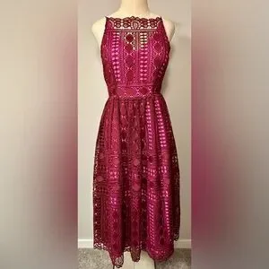chinese dress ladies Dash and Dot - RED LACE MIDI